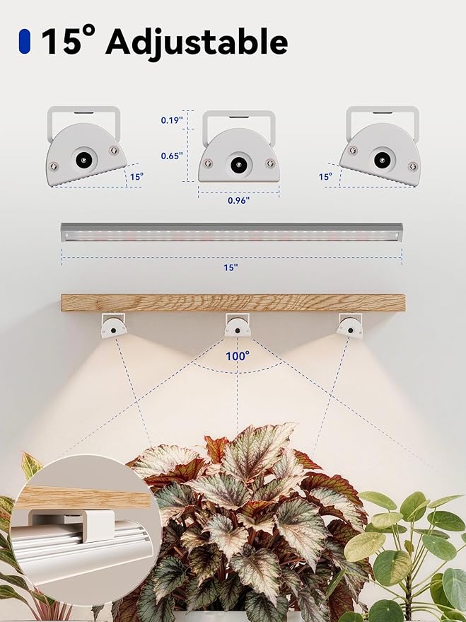 GLOWRIUM Smart Grow Lights for Indoor Plants with APP, Full Spectrum Grow Lights for Seed Starting, G6 Plant Light Strip with auto Timer, 3 Angle dimming Levels for Plant Shelf, 6-Pack (Silver, 48W)