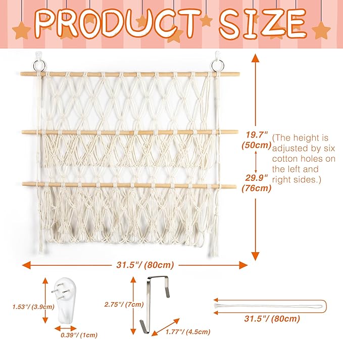 Over the Door Stuffed Animal Storage Hammock Corner Wall Hanging Storage Holder (Off-white)