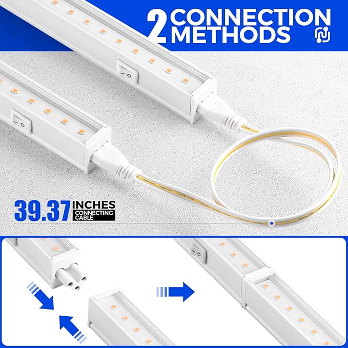 Barrina T5 Grow Lights, Grow Light Strip for Indoor Plants, 1ft Plant Lights for Indoor Growing, Full Spectrum LED Grow Light, Individual Switch, Linkable, Plug and Play, Yellow, 8-Pack