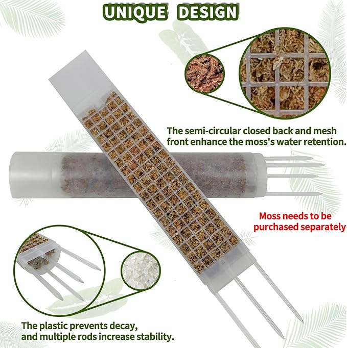 2PCS 18.7-Inch D-Shaped Self-Watering Moss Pole - Plastic Monstera Support for Indoor Climbing Plants. (2, White)