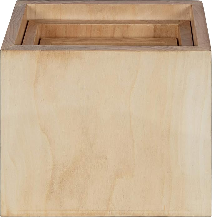 Kate and Laurel Domio Wall Hanging Planter Shelves, Set of 3, Natural Wood, Geometric Nesting Planter Collection