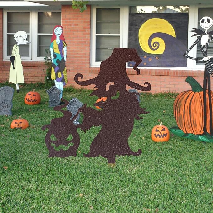 Halloween Garden Stake Rusty Witch Funny Pumpkin Party Yard Metal Decor Gifts for Day of The Dead,Purple Copper