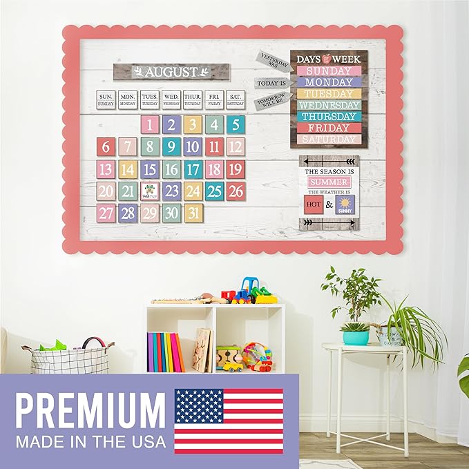 Hadley Designs Classroom Calendar Set Bulletin Board Decorations - Colorful School Calendar for Classroom Decor, Kindergarten Preschool Elementary Teacher Must Haves, Homeschool & Daycare Essentials