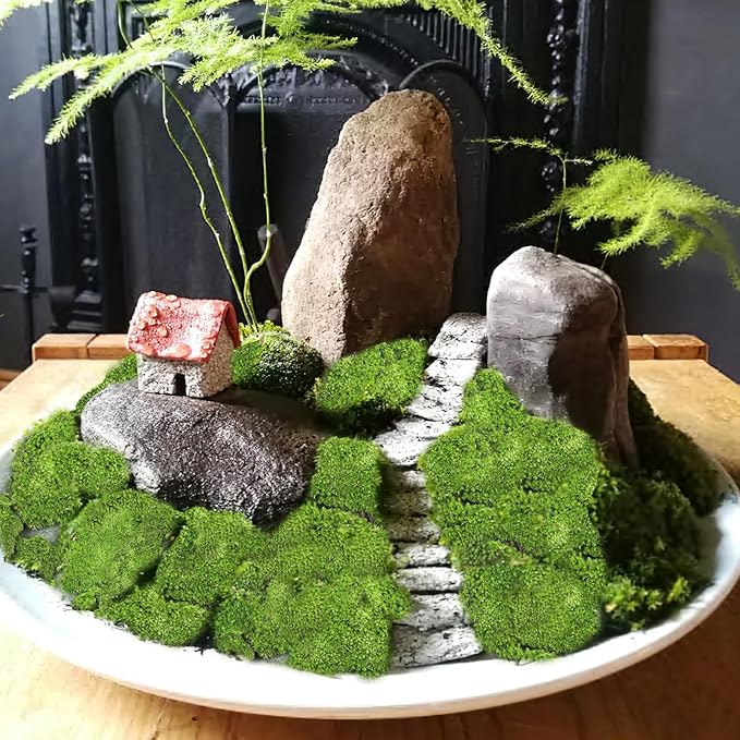 FAICOIA Preserved Moss Bulk Green Natural Preserved Pole Moss Pillow for Potted Plants 2.5 sq.ft Green Moss Balls for Bowls Wall Art Terrariums Crafts Fairy Gardens Easter Table Decor