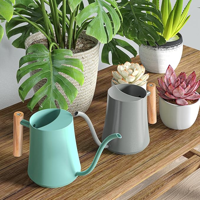 Watering Can Indoor Plants 35oz Elephant Gray Water Can Indoor Metal Small Water Can Pot with Long Spout for House Bonsai Plants Garden Flower Decorative