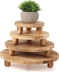 Sintuff 4 Pack Mini Wooden Plant Stool Display Wood Cake Stand 12/10/8/6 Inch Round Plant Risers Holder for Flower Pot Wooden Stool Indoor Outdoor Wood Stand(Wood Color)