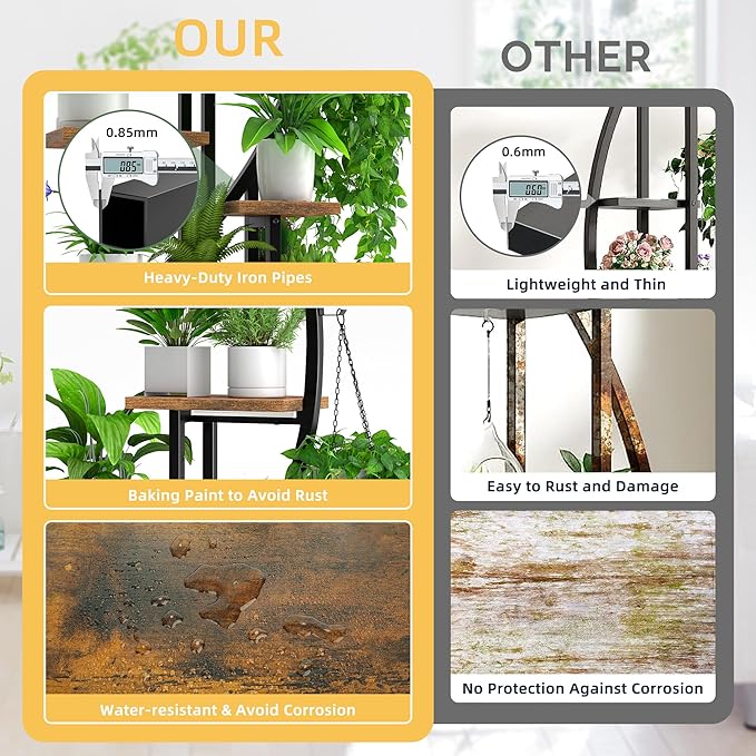 Plant Stand Indoor with Grow Lights: Large Plant Shelf for Multiple Plants, 2 Pack Plant Racks 7 Tiered, Lighted Corner Flower Stands Half Moon, Black Plant Holders Indoor Tall for Living Room Patio