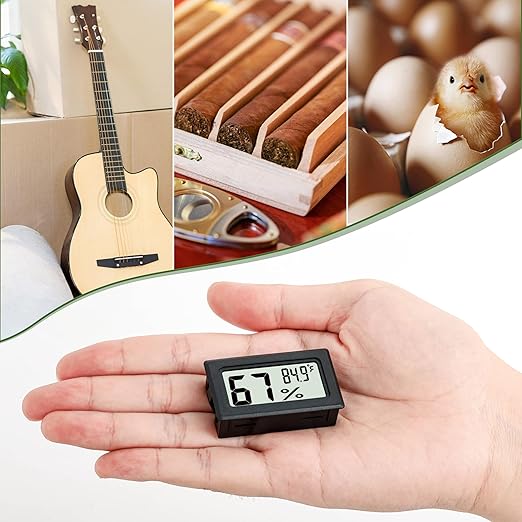 Indoor Hygrometer Thermometers 3 Pack Humidity Meters Gauge Mini Digital Thermometer Hygrometer with Fahrenheit (℉) for Humidors, Refrigerator, Greenhouse, Garden, Cellar, Closet