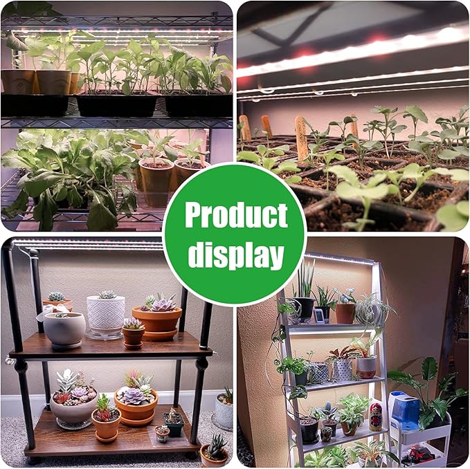 RWNTAO Grow Lights for Indoor Plants, 13" Grow Light Strips with Timer 3/9/12 H, 10 Dimmable Levels, 192 LEDs Full Spectrum Sunlight Plant Growing Lamp for Indoor Greenhouse Seedlings, 4 Head