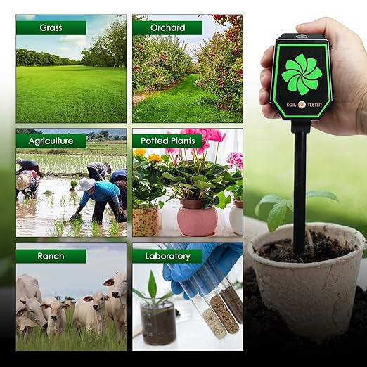 8-in-1 Soil Moisture Meter Digital pH EC Salt Fertility Moisture Temperature Sunlight Air Humidity Soil Tester, Bluetooth Soil pH Tester Soil Test Meter with App Monitor for Garden Nutrients
