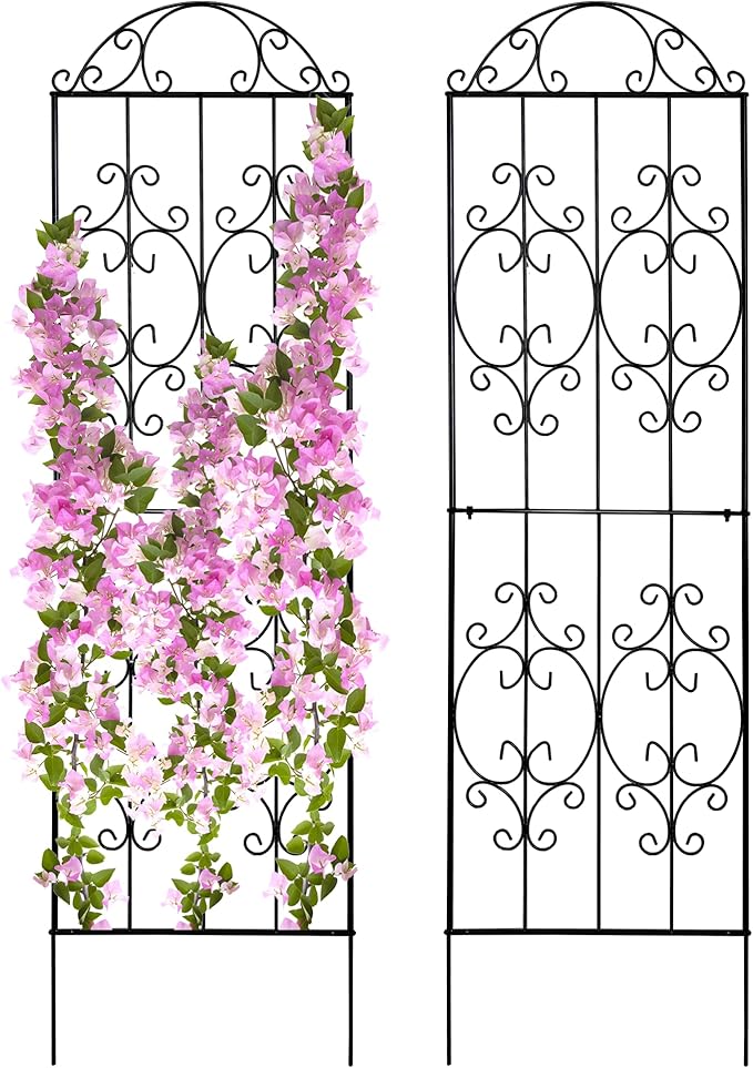 Thealyn Garden Trellis 2 Pack 80 Inch.H x 22 Inch.W Heavy-Duty Climbing Plant Trellis Metal Plant Supports Suitable Supporting Climbing Plants Outdoor, Roses, Vegetables, Vines, Flowers