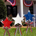 Amyhill 4th of July Outdoor Decor Patriotic Star Metal Garden Stakes Welcome Yard Signs Retro Red White Blue American Star Garden Stakes for 250th Anniversary Patio Lawn Walkway Outside Decorations