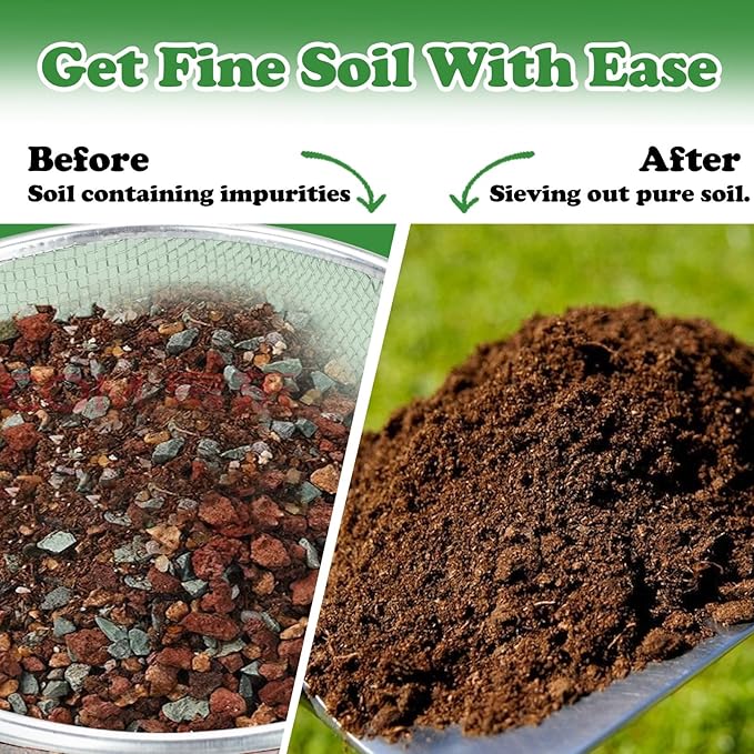 3Pcs Soil, Sand, and Compost Sifter for Gardening – Sieve for Rocks, Dirt, and Organic Material – Fits 5-Gallon Buckets 3 Apertures