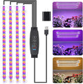 RWNTAO Four Strip Growing Lamp for Indoor Plants, Red & Blue & Yellow Full Spectrum LED Grow Light Strips with Auto ON/Off 3/9/12H Timer,10 Dimmable Levels for Green House Succulent (13 in)