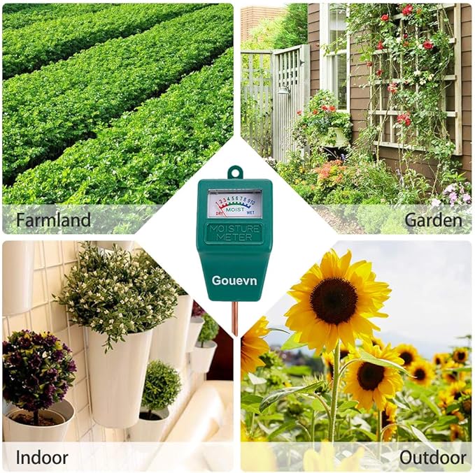 Gouevn Soil Moisture Meter, Plant Moisture Meter Indoor & Outdoor, Hygrometer Moisture Sensor Soil Test Kit Plant Water Meter for Garden, Farm, Lawn (No Battery Needed)