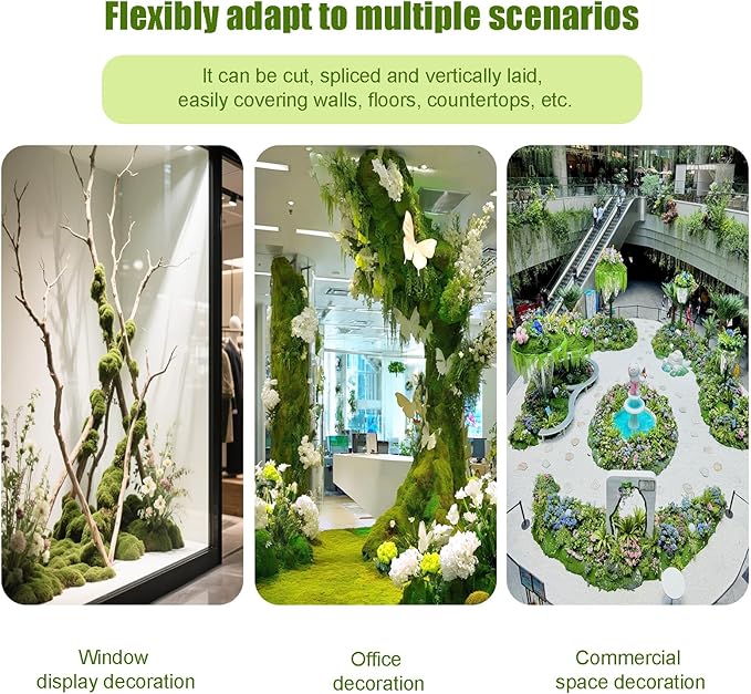 Fake Moss for Crafts 39.37" x 39.37" Faux Moss for Plants Indoor Artificial Moss for Decorating Green Faux Grass for Planters Crafts DIY Table Centerpieces Fairy Garden Floral Wedding 100 x 100cm