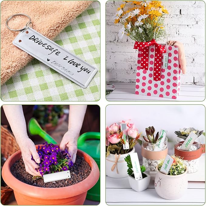 Hotop 300 Pieces Metal Plant Tags with Wires 1 x 3.25 Inches Double Sided Blank Metal Plant Labels Waterproof Aluminum Label Tag for Indoor Outdoor Gardening Nursery Supplies