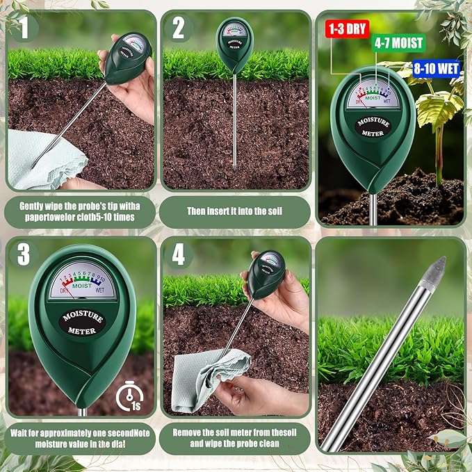 Indoor Plants Watering Can for Indoor Plants Long Probe Soil Moisture Meter Long Spout Watering Cans Water Monitor Indicator for Pot Flower House Gardening Farming(Gray,1 L,Cylindrical)