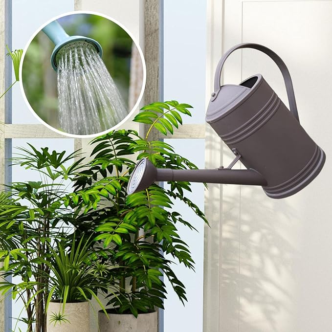 Baoblaze Watering Can Indoor Plants with Detachable Sprinkle Head 1.8L Lightweight er Watering Can Long Spout Watering Can for Plants Bonsai, Brown