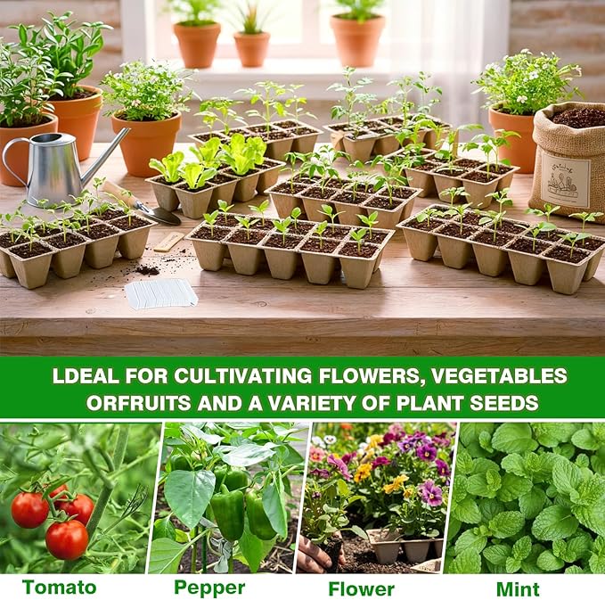 360 Cells Seed Starter Tray, 36 Pack Germination Peat Pots with 100 Labels, Plant Starter Kit for Seedlings