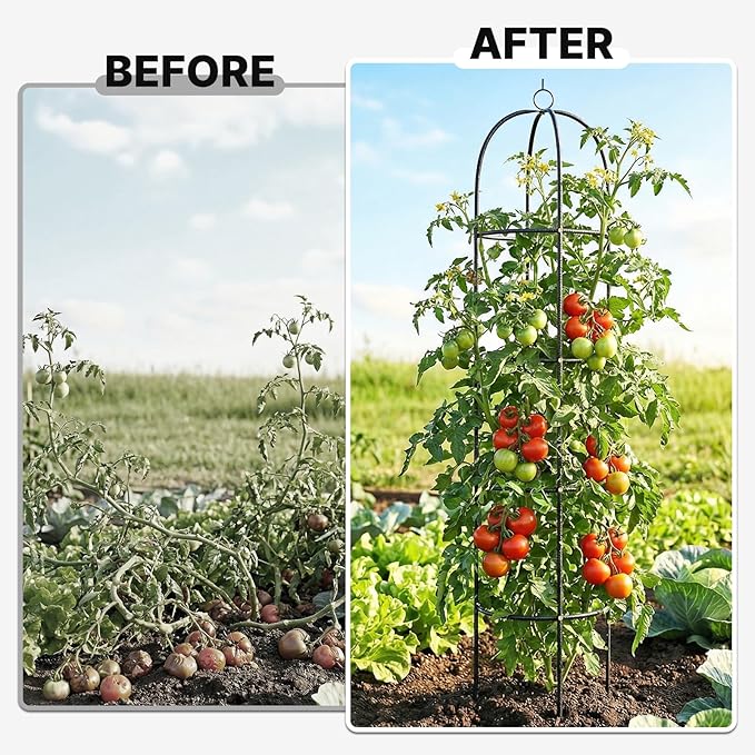 Metal Trellis for Climbing Plants Outdoor, 2026 Upgrade 100% Metal with Powder Coating, Rose, Flowers, Grape, Pea, Cucumber Tomato Cage - 6.3 FT Freestanding Plant Support