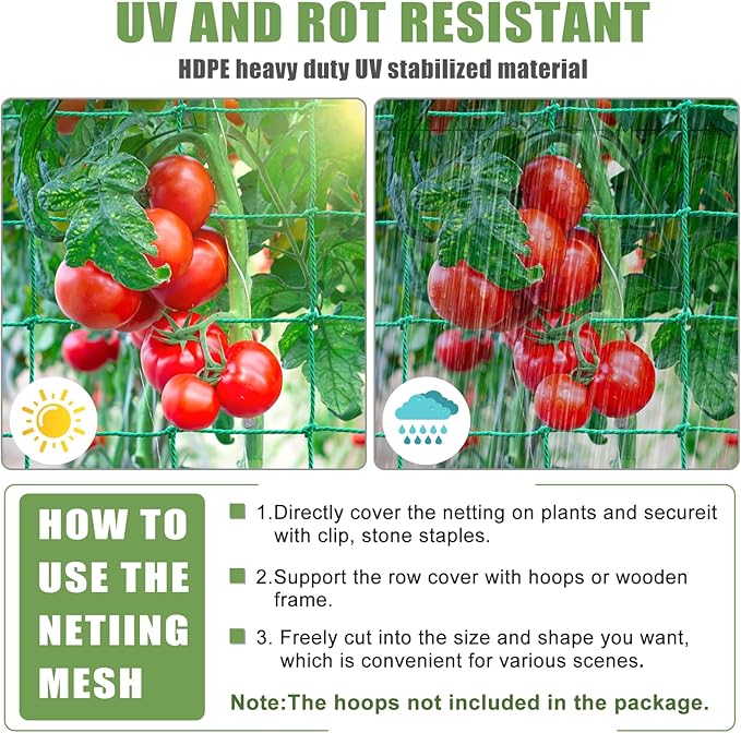 Trellis Netting, Heavy Duty Garden Netting for Trellis for Climbing Plants Outdoor, 16.5x6.6Ft Plant Netting for Cucumber, Tomato, 27 Strands & 4x4 IN Mesh, Grow Net for Vine, Fruits, Vegetables, Bean
