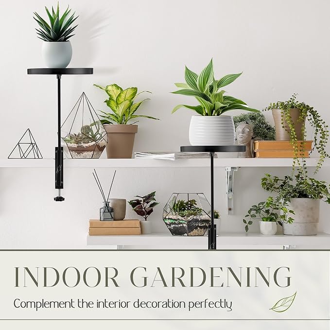Teenyyou 4 Pcs Window Sill Plant Shelf 5.7''D x 12.4''H Adjustable Window Shelf Windowsill Clamp Tray for Indoor Plants Metal Windowsill Extension Tray Planter Floating Shelves for Indoor Outdoor