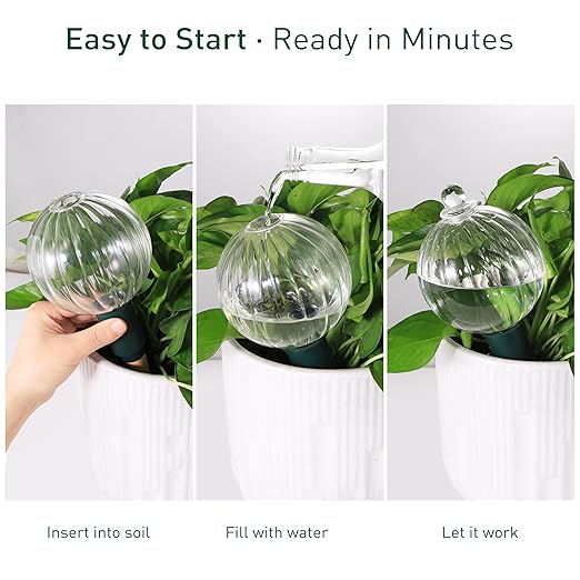 Soilagua 23 oz Extra Large Plant Watering Globes, Top Fill Clear Glass Watering Bulbs with Terracotta Adapter, Slow Release Self Watering for Daily & Vacation Use, Waterer, Planter Insert, 1 Pack