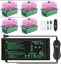 YAUNGEL Seed Starter Tray with Grow Light, Heat Mat with Thermostat, 5 Pack Seed Starter Kit with Timing Controller Adjustable Brightness, Thicken Seedling Starter Trays with Humidity Domes