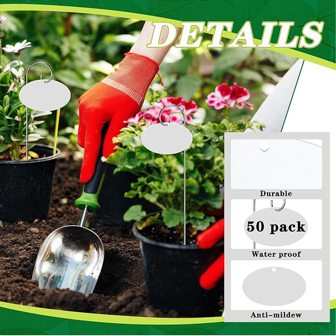 Wenqik 50 Pcs Garden Plant Labels Acrylic Plant Tags for Outdoor,Waterproof Seedling Labels Tags Stakes with a Pen,Garden Signs for Vegetables Herb Flowers