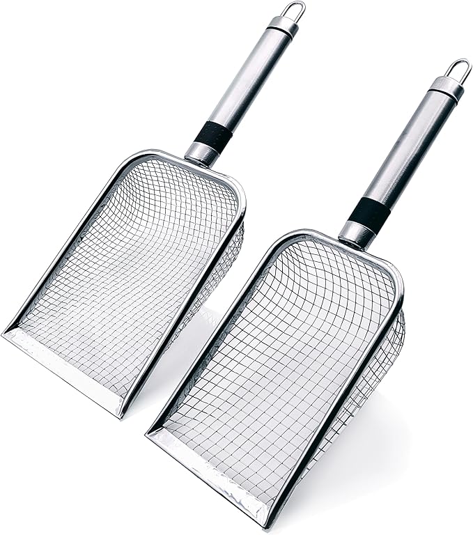 2pcs Gardening Soil Sifter with Stainless Steel Handle Sand Soil Compost Sifter 0.15/0.2 Inch Mesh Screen for Sand,Dirt, Rock,Compost,Filtration