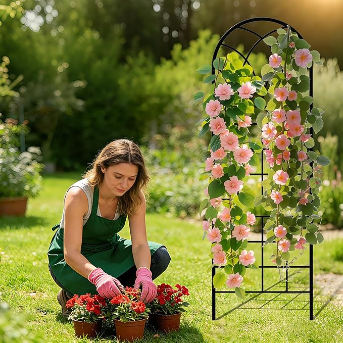 Garden Trellis for Climbing Plants, 3 Pack 38" Wx 64.6" H Rustproof Flower Trellis with Black Coating, Outdoor Climbing Rose Trellis Cucumbers Support for Courtyards Lawns (Square Grid, 3 Pieces)