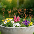 Rusty Metal Flowers for Outside, 6 PCS Decorative Garden Stakes, Metal Yard Art Outdoor Flower Bed Decor, Garden Stakes Decorative for Lawn, Pots, Walkway
