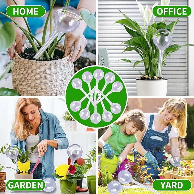 10 Pcs Plant Watering Globes,Clear Small Self-Watering Globes for Indoor&Outdoor Plants,Automatic Plant Waterer Bulbs for Daily Use,Plant Watering Devices,Garden Waterer for Flower,Vacation Plant Care