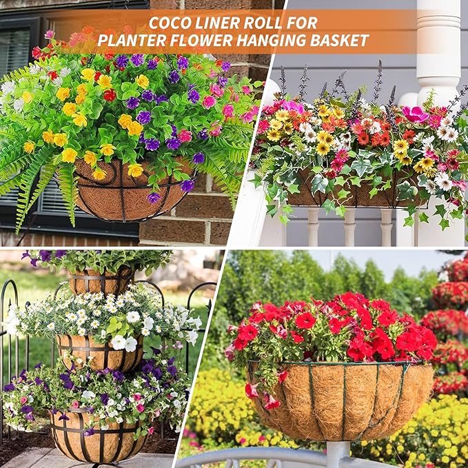 Legigo 16X40 Inch Natural Coco Liner Roll, Coconut Liners for Planter Window Box Hanging Basket, Coconut Coir Roll Coco Fiber Mat for Garden Decoration DIY Moss Poles Pet Pad Reptiles Carpet