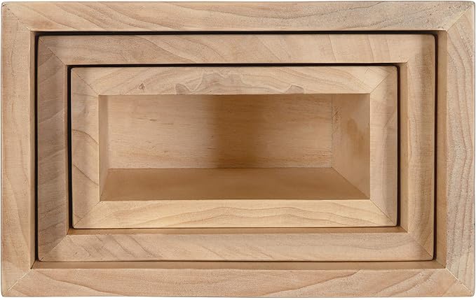 Kate and Laurel Domio Wall Hanging Planter Shelves, Set of 3, Natural Wood, Geometric Nesting Planter Collection