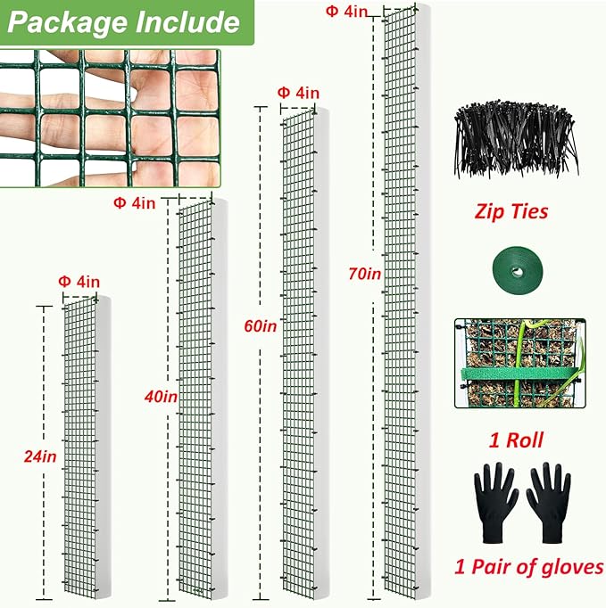 70"/60"/40"/24" Metal Moss Pole, D Shape Sphagnum Moss Pole, Moss Poles for Climbing Plants, Monstera, Indoor Climbing Plants (1 Each of 70" 60" 40" 24")