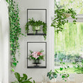 Black Metal Wall Plant Holder - 2-Pack Wall Mounted Plant Stands and Hanging Holders for Indoor Planter and Flower Pot -Rectangle Decor Shelf for Plant Storage (Pot Not Included)