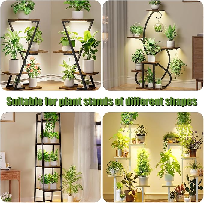 8.6'' LED Grow Light Strips, Full Spectrum 3500K Grow Lights for Indoor Plants, 3 Head with 3/9/12H Timer, 10 Dimmable Levels, Suitable for Seedling, Succulent, Plant Shelf and Greenhouse, 1-Pack
