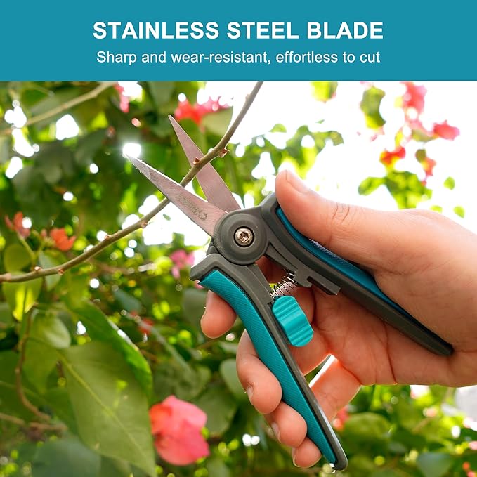 CYRUS 6" Pruning Snips - Precision Micro-Tip Garden Shears for Flower Cutting, Bonsai Trimming, and Indoor Plant Care, Stainless Steel Floral Scissors for Fresh Flowers, Stems, and Small Branches