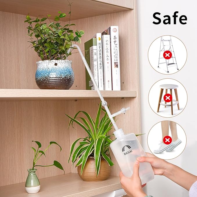 BKSAI Plant Water Bottle for Hanging Plant 33oz with Long Spout Can Watering Bottle Squeeze for Succulents Bonsai House Plants Potted Flowers Shrubs | Indoor or Outdoor