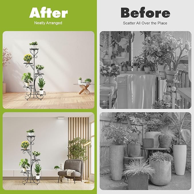 5 Tier Plant Stand Indoor Outdoor, Tall Flower Display Stand, Multi-Tiered Plant Rack Shelf for Plants, Corner Plant Stand for Indoor Plants Multiple, Tiered Plant Shelves for Balcony, Living Room,Sunroom,Their Patio,etc.
