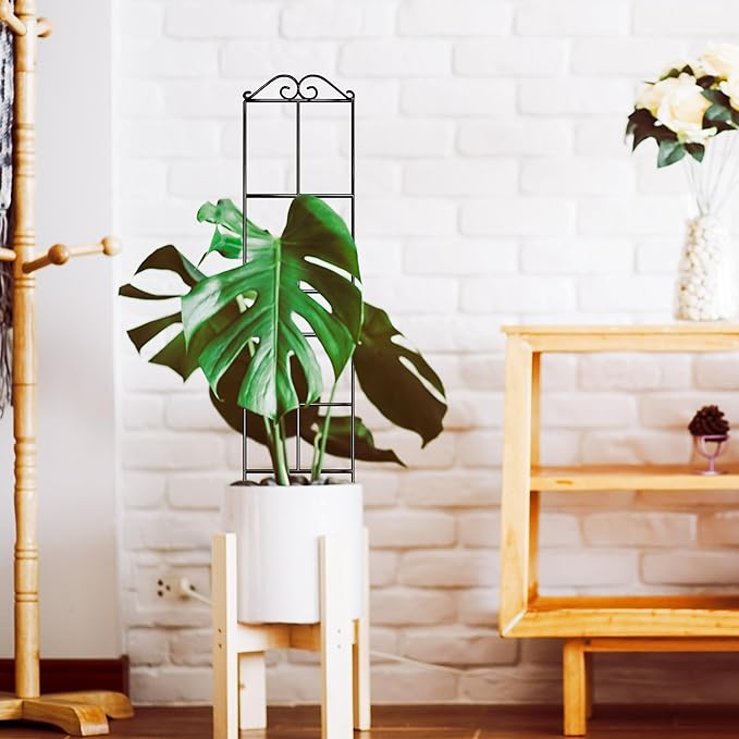 31.8'' Stackable Plant Trellis Indoor, Metal Trellis for Climbing Plants Indoor, House Plant Support with Soft Ties for Monstera Hoya Pothos, 2P