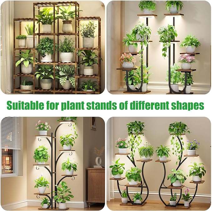 13 Inches LED Grow Light Strips, Grow Lights Match The Flower Stand for Indoor Plants Full Spectrum 3500K Plant Lamp with 3/9/12H Timer, 10 Dimmable Levels for Seedling Succulent, 2 Head 2 Pack