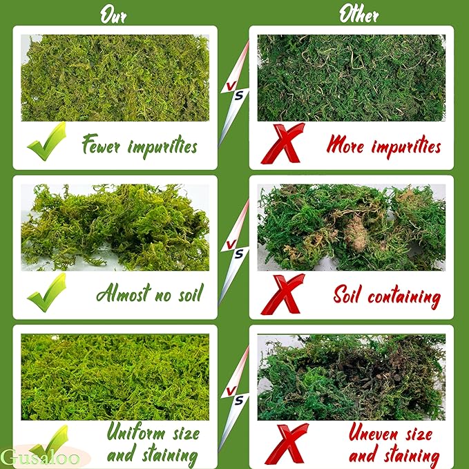 Green Moss for Crafts Artificial Moss 8.82oz Decorative Moss for Potted Plant Faux Orchid Moss Potting Mix Soil Peat Sphagnum Moss Craft Arts Floral Wedding Decor Fairy Garden Terrariums Decoration