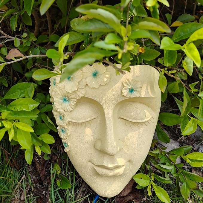 Face Shape Wall Planter Elegant Yellow Resin Wall-Mounted Head Pot with Drainage Hole Unique Small Vase Holder for Flower,Succulents, Hanging Plants for Plant Lovers