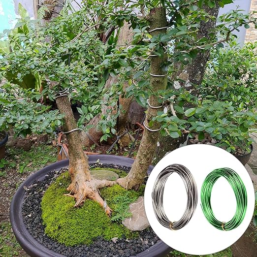 QWORK Bonsai Training Wire with Wire Cutter - 5 Rolls, Total 164 Feet Aluminum Wire 1/1.5/2.0 mm