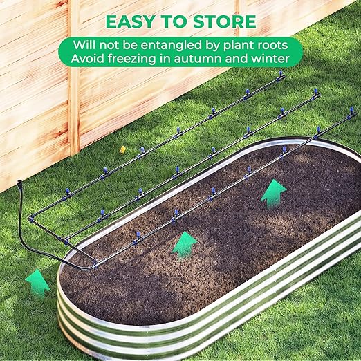 HIRALIY Raised Bed Drip Irrigation Kit Small, DIY Garden Grid Watering System, Garden Irrigation System, for Raised Beds up to 2 x 8FT
