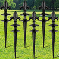 Tandefio 6 Pcs Fleur De Lis Garden Hose Guide Stakes, Heavy Duty Decorative Antique Black Cast Iron Metal Hose Guides, Plant Protector for Lawn Yard Flower Bed