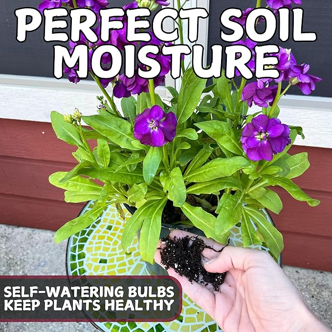Water Globes for Watering Plants Automatically - Shatterproof & Weatherproof Self-Watering Stakes - Water Bulbs for Indoor & Outdoor Plants - Keeps Soil Moist & Plants Happy
